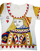 TRICOU DIN BUMBAC PICTAT MANUAL DAMA DE ROSU