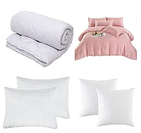 Set CELhome - Pilota 220 x 200 cm + Lenjerie de pat Tip Damasc 6 piese - Roz