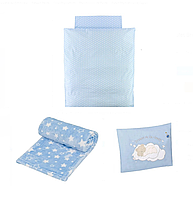 Set CELhome pentru Bebe , Lenjerie, Patura si Perna, Albastru cu Stele