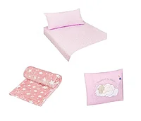 Set CELhome pentru Bebe , Lenjerie, Patura si Perna, Roz cu Stele