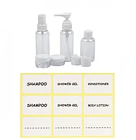 Set CELhome - Sticle pentru Calatorie Transparente cu Husa - 5 Bucati + Etichete Autoadezive