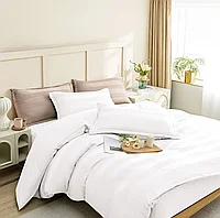 Lenjerie de pat CELhome 4 piese, dublu, model cu dungi embosat, Cearceaf de pat cu elastic 180 x 200 cm,