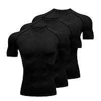 Set 3 tricouri de compresie - Slim Fit, Negru - XS Negru, XS INTL