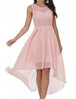 Rochie de seara eleganta fara maneci, de vara, din dantela, pana la genunchi ROZ XXL - Copie