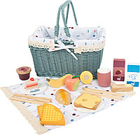 Set coș de picnic din lemn cu 24 piese pentru joc de rol interior și exterior, 3 ani+