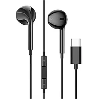 Casti cu Fir, pentru iPhone 15/16, Mufa Type-C, 1.2m, Microfon integrat si Butoane de control, Negru