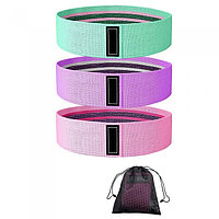 Set 3 Benzi Elastice Fitness, Niveluri Diferite De Rezistenta, Latex Natural, 37.5x8 Cm, Multicolor