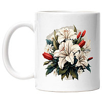 Cana alba personalizata,Buchet De Crini,Flori,Frunze,Petale,Lalele,INOVATIX®. 330ml