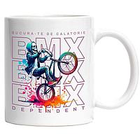 Cana alba personalizata,Schelete Pe BMX Schema Bicicleta Stil Stradal Motivational Bucura-te De