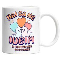 Cana alba personalizata,Cuplu Fantome Fericit Hai Sa Ne Iubim Si Sa Uitam De Probleme,INOVATIX®. 330ml