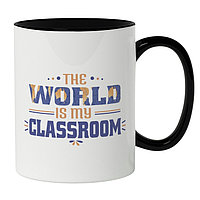 Cana alba personalizata, In Engleza The World Is My Classroom, Scoala Online, Iubitorii De Studii Multicolor,