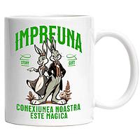Cana alba personalizata,Cuplu Iepuri Impreuna Dragoste Fericire Impreuna Conexiunea Noastra Este Magica