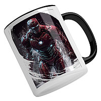 Cana alba personalizata,IronMan Iesind Din Apa,Super Erou,Marvel,Comics,SF,Maner Negru,INOVATIX®. 330ml