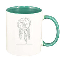 Cana alba personalizata,Dream Catcher,interior verde,D261,INOVATIX®. 330ml