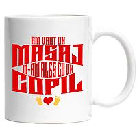 Cana alba personalizata,Copii Dragoste Picioare inima Am Vrut Un Masaj M-am Ales Cu Un Copil,INOVATIX®. 330ml