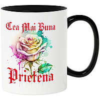 Cana alba personalizata,Trandafir Colorat Arta Pictura Stil Curgatoare Cea Mai Buna Prietena MN INOVATIX®.