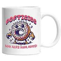 Cana alba personalizata,Gogoasa Glazurata Roz Furioasa Cu Colti Pofticios Mai Ales Dupa Gogosi,INOVATIX®.