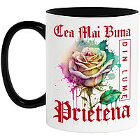 Cana alba personalizata,Cea Mai Buna Prietena,Din Lume,Floare,Trandafir MN INOVATIX®. 330ml