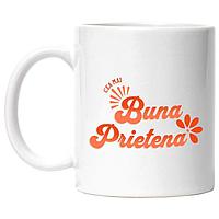 Cana alba personalizata, Romantic In Limba Romana Cea Mai buna Prietena,Familie,INOVATIX®. 330ml