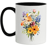 Cana alba personalizata,Buchet De Flori,Trandafiri,Frunze,Crizanteme MN INOVATIX®. 330ml