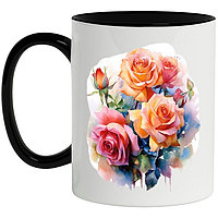 Cana alba personalizata,Flori,Buchet De Trandafiri,Watercolor,Frunze MN INOVATIX®. 330ml