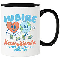 Cana alba personalizata, Cuplu Fericit Planeta Terra Inima Rosie MN INOVATIX®. 330ml