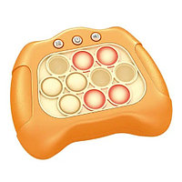 Joc Pop It, consola, joc interactiv, antistres, cu baterii, Portocaliu, 12 x 10 x 5.8 cm
