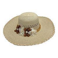 Palarie de Dama cu Bor mare si Accesorii Decorative , Eleganta si Protectie Solara