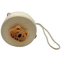 Geanta rotunda pentru fetite cu ursulet din plus , model 14-19 cm, accesoriu dragut de vara