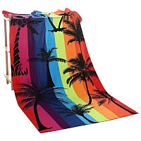 Prosop de plaja 140x70 cm cu imprimeu tropical , model colorat pentru vara