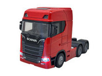 Macheta Scania T770S 1:32 rosie replica metal lumini si sunete, usi deschise