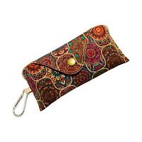 Toc/etui ochelari, din pluta, floral, rosu, maro, multicolor