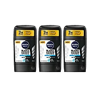Set 3 x Deodorant Stick Nivea Men 50ml, Black&White Invisible Fresh, Anti-urme albe, revirgorant, prospetime