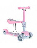 Tricicleta trotineta skateboard 3in1 roti iluminate led roz