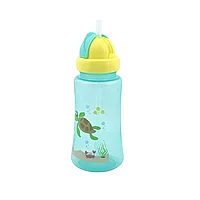 Sticla sport cu pai din silicon, inchidere ermetica, model Lumea subacvatica, 330 ml, Green, TVS124