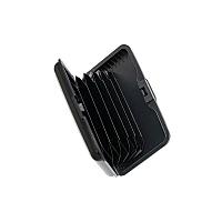 Organizator pentru documente / carduri / permis, aluminiu, 6 compartimente, 11 x 8 x 2 cm, Negru, TVS106