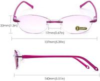 Ochelari pentru citit LUFF, dioptrii +4,fara rama, roz