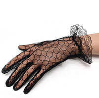 Mănuși neagră hipure, dantelă (P770)