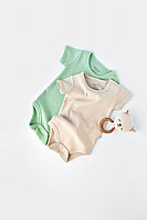 Set 2 body-uri bebe unisex -100% bumbac organic - Mint/Stone, BabyCosy (Marime: 12-18 Luni)