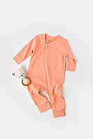 Salopeta cu fermoar cu maneca lunga si pantaloni lungi - 100%bumbac organic - Roz Piersica, BabyCosy (Marime: