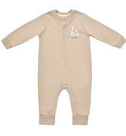 Salopeta cu fermoar Girafa, BabyCosy, 100% bumbac organic, Mink (Marime: 3-6 Luni)