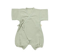 Salopeta petrecuta din muselina, BabyCosy, 100% bumbac organic, Verde (Marime: 3-6 Luni)