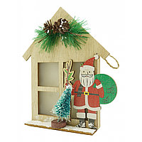 Decoratiune luminoasa, Flippy, Mos Craciun, maro, lungime: 13 cm, latime: 5 cm, inaltime: 17 cm, lemn,