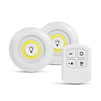 Set de lampi LED COB 3W 200lm 3x AAA IP44 autoadezive de perete cu telecomanda