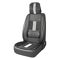 Husa scaun auto cu bile de masaj, suport lombar si tetiera, dimensiuni 131 x 46 cm, culoare Neagra