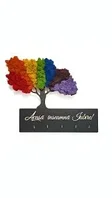 Suport de chei negru decorat cu licheni multicolori - 40cm