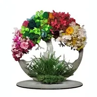 Copacul vietii decorat cu licheni, hortensie criogenata, gypshofilia si trandafiri criogenati - 40cm