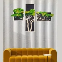 Tablou Copacul Vietii in 3 piese cu licheni stabilizati - 100x70cm