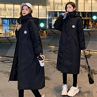 Femei la modă haină de geacă de iarnă la modă lungă cu o capotă, Model 2022, negru (2106)