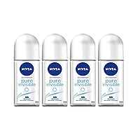 Set 4 x Deodorant Roll-On Nivea Woman 50ml, Pure Invisible, Anti-urme albe, revirgorant, prospetime de durata,